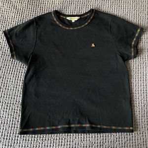 Teddy Fresh Black Tee with Vibrant Rainbow Collar